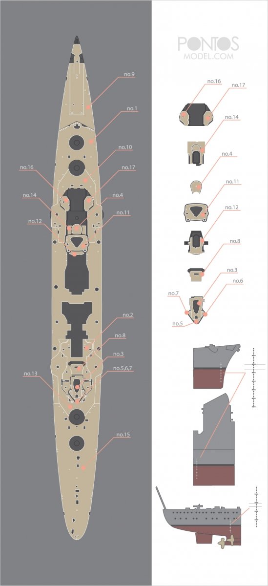 Pontos 35017WD1 DKM Printz Eugen Wooden Deck set 1/350 – imagen 3
