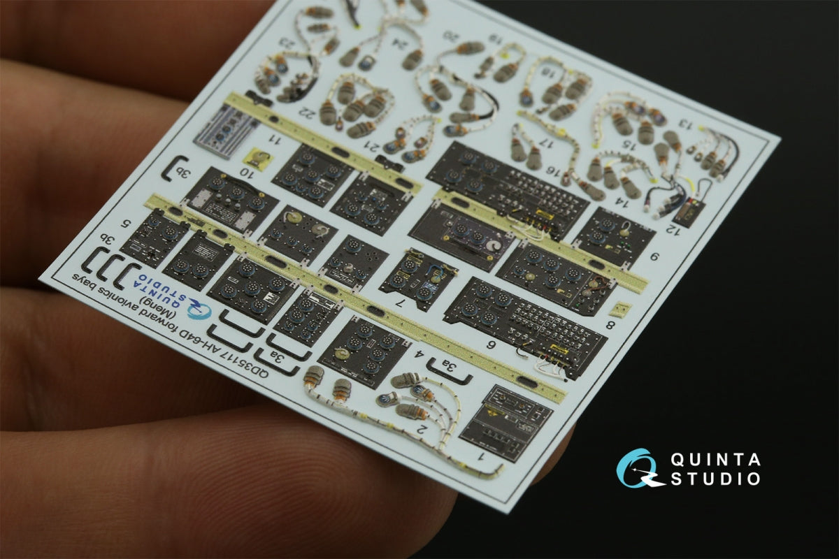 Quinta Studio QD35117 AH-64D Extended forward avionics bays 3D-Printed &amp;amp; coloured Interior on decal paper (Meng) 1/35 – imagen 7