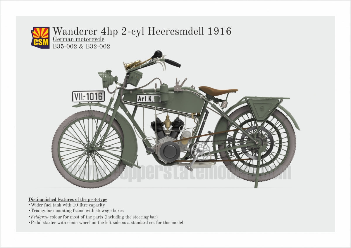 Copper State Models B32-002 Wanderer 4PS 1916 Motorcycle 1/32 – image 9