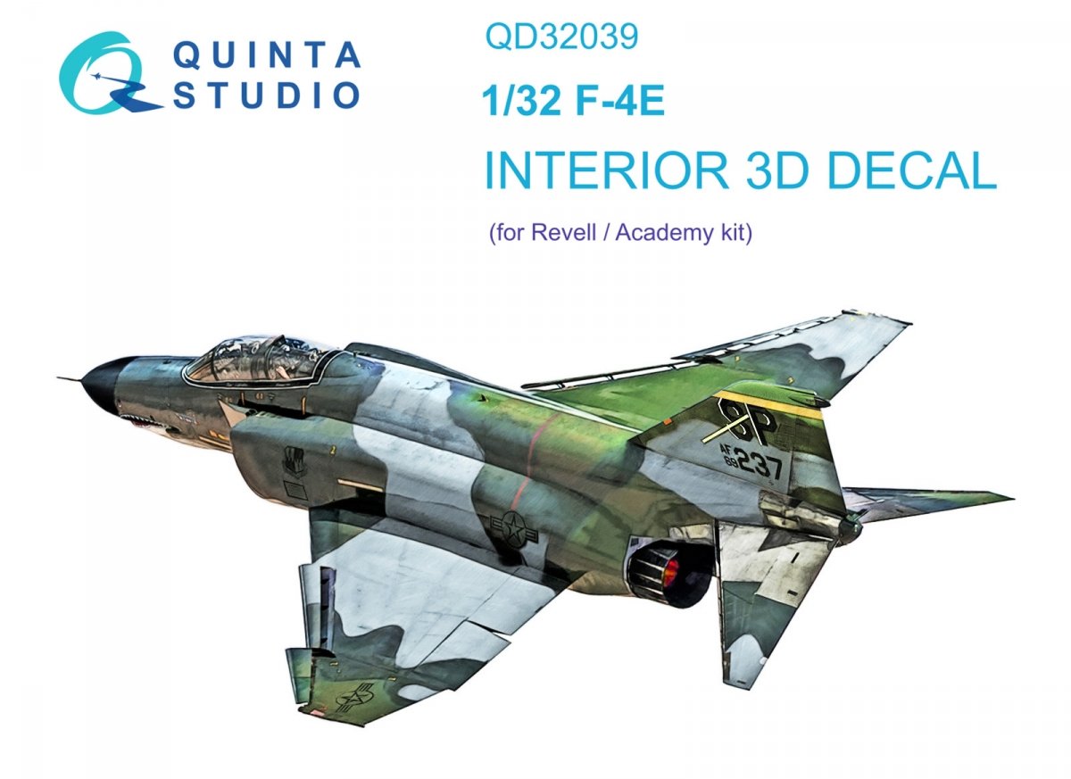 Intérieur imprimé en 3D et coloré sur papier décalcomanie (Revell) Quinta Studio QD32039 F-4E 1/32