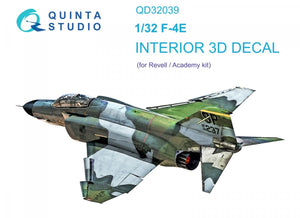 Quinta Studio QD32039 F-4E 3D-Printed &amp;amp; coloured Interior on decal paper (Revell) 1/32