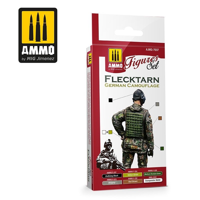 AMMO of Mig Jimenez 7037 Flecktarn German Camouflage Figures Set 6x17ml – image 2