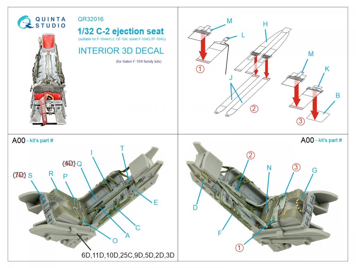 Quinta Studio QR32016 Siège C-2 pour la famille F-104 (Italeri) 1/32 – image 2