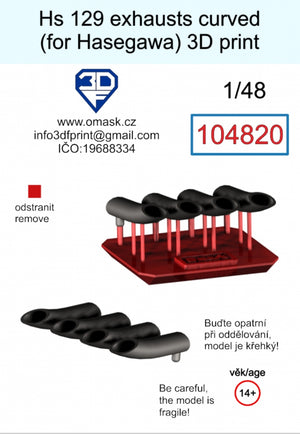 Omask 104820 Hs 129 Exhausts curved (for Hasegawa/Hobby 2000) 3D print 1/48 – imagen 2