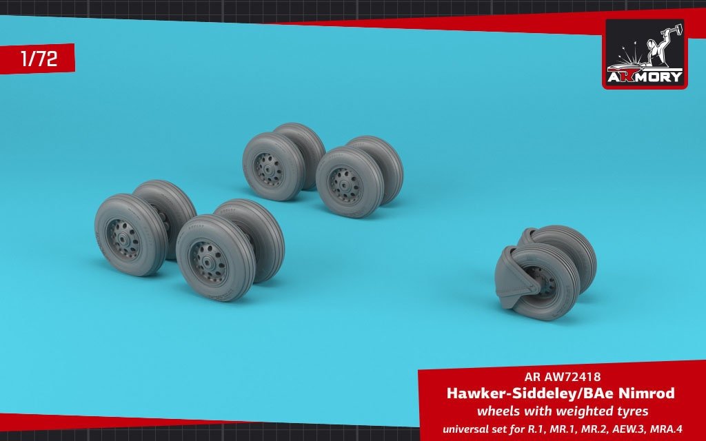 Armory Models AW72418 BAe Nimrod wheels w/ weighted tires 1/72