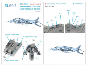 Quinta Studio QDS-48303 Harrier Gr.1/Gr.3 Early 3D-Printed &amp;amp; coloured Interior on decal paper (Kinetic) (Small version) 1/48 – imagen 2