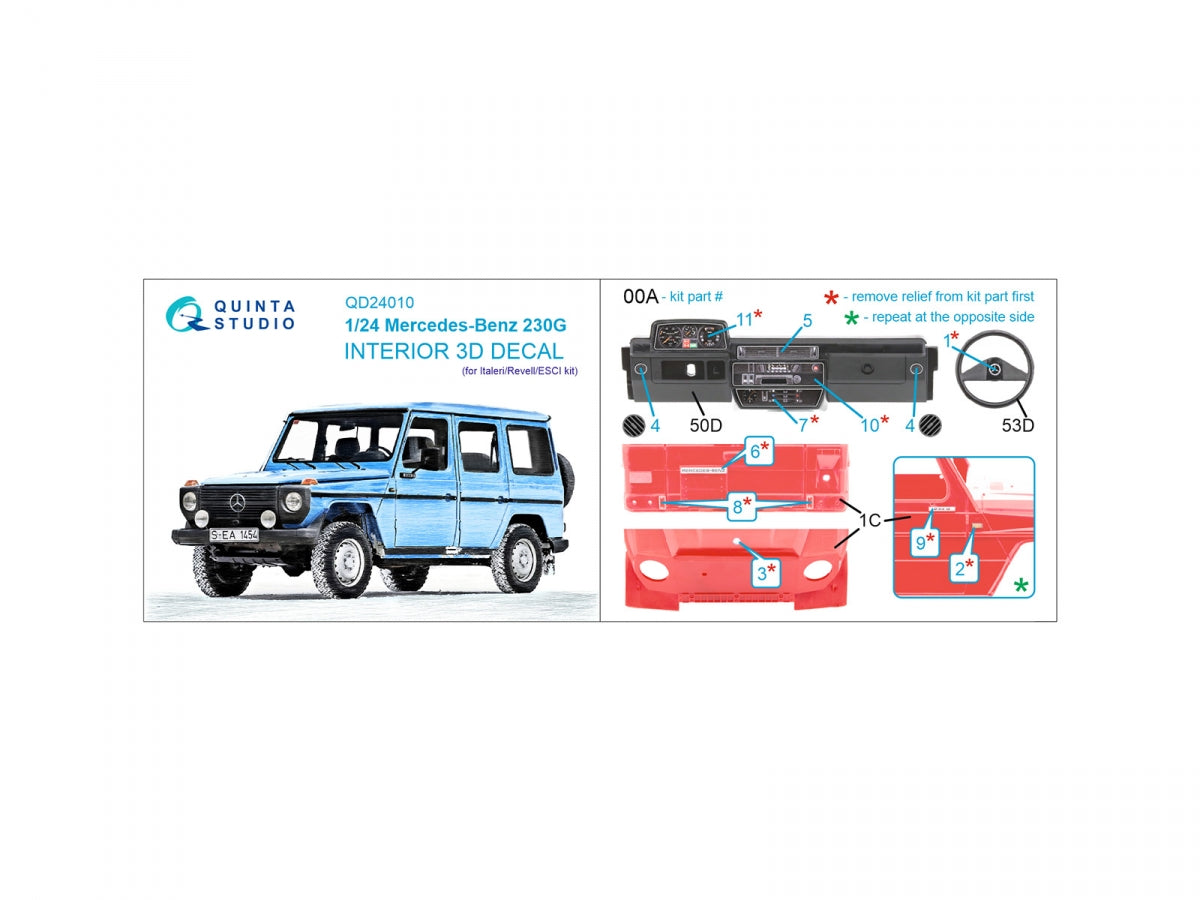 Quinta Studio QD24010 Mercedes-Benz 230G 3D-Printed coloured Interior on decal paper (Italeri-Revell-ESCI) 1/24 – Bild 2