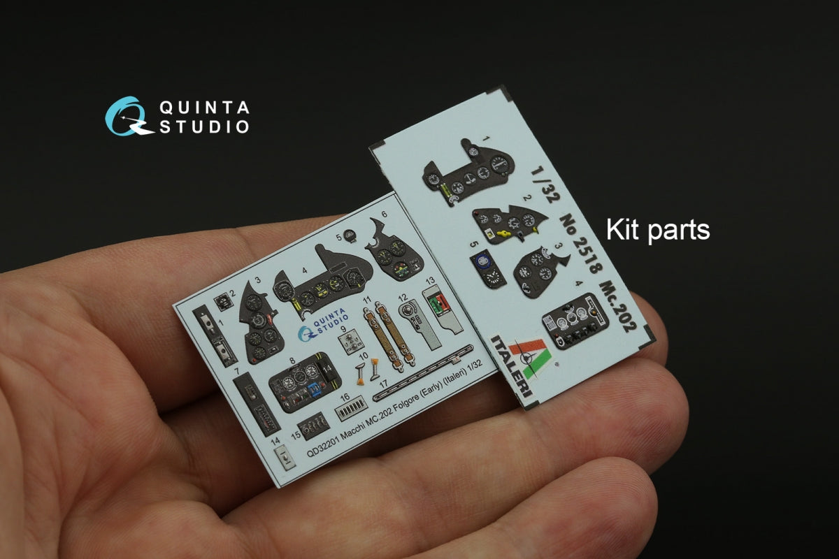 Quinta Studio QD32201 Macchi MC.202 Folgore Early 3D-Printed &amp;amp; coloured Interior on decal paper (Italeri) 1/32 – immagine 13