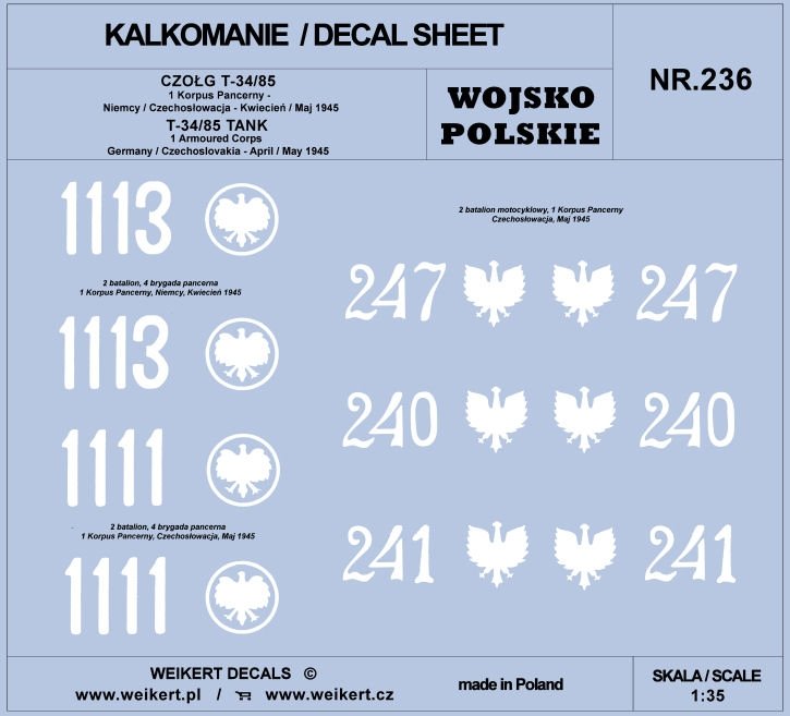 Weikert Decals DEC336 PzKpfw VI TIGER - Schwere Pz. Abt. 503 - czołg nr 101 - dowódca Kurt Knispel - Rosja 1/35