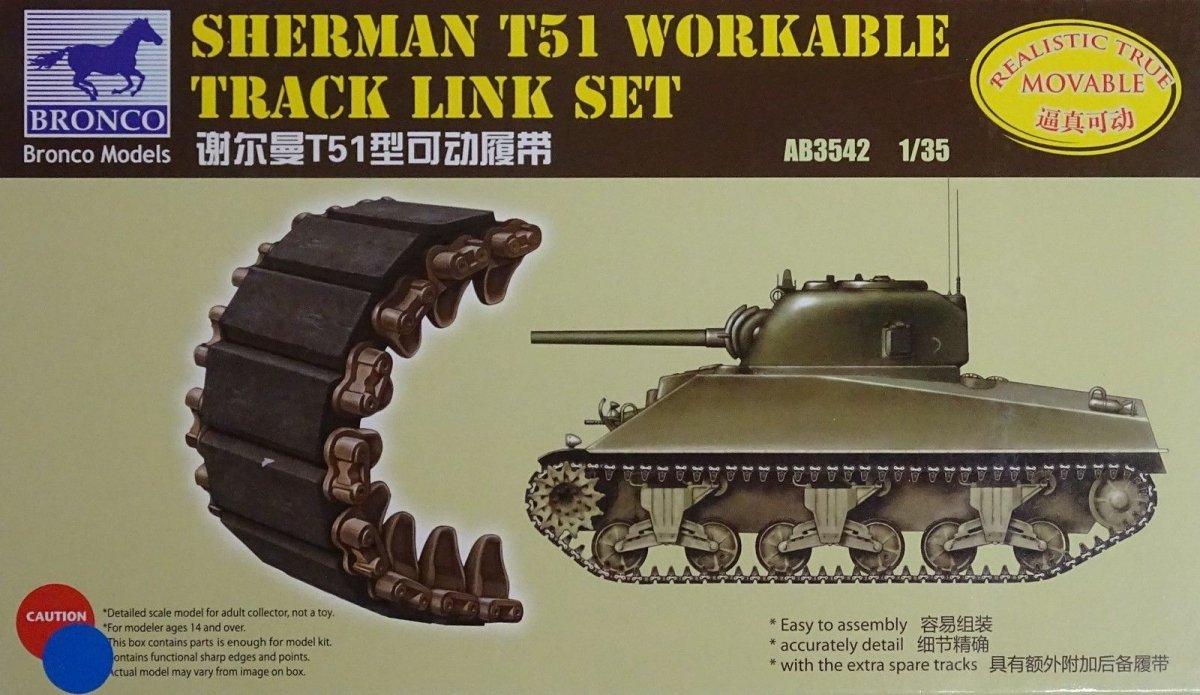 Bronco AB3542 Sherman T51 Kit de chenilles fonctionnelles 1/35