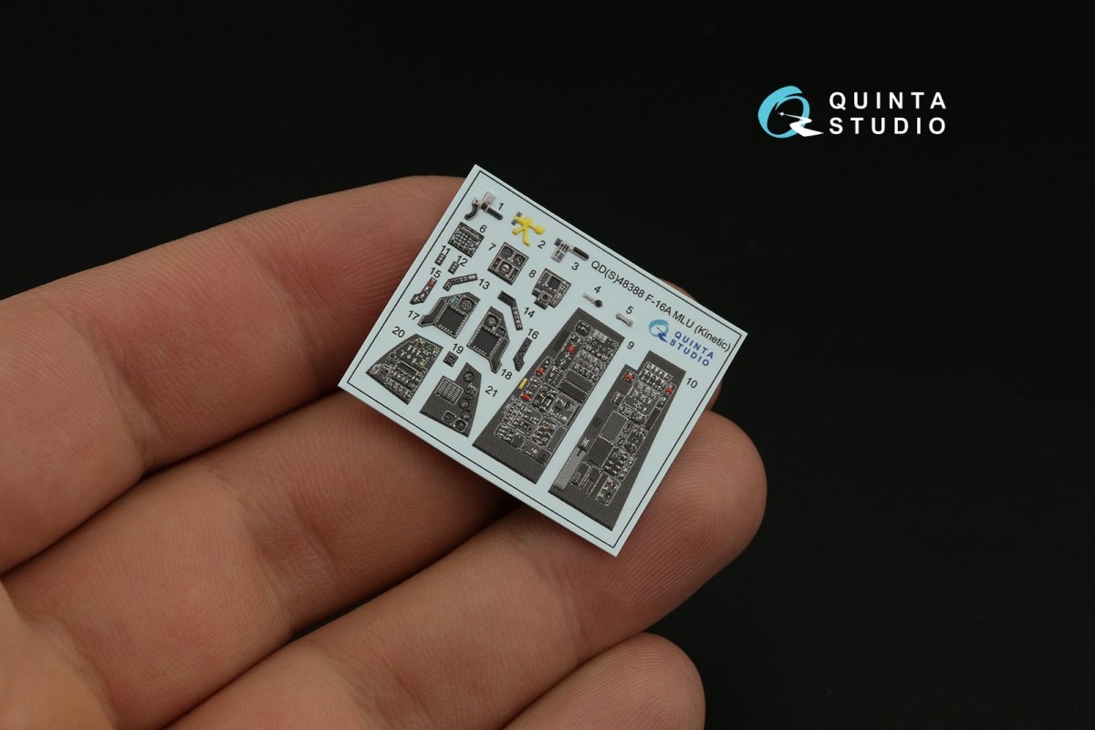 Intérieur imprimé en 3D et coloré sur papier décalcomanie Quinta Studio QD48388 F-16A MLU (Kinetic) à l&amp;#39;échelle 1/48 – image 5