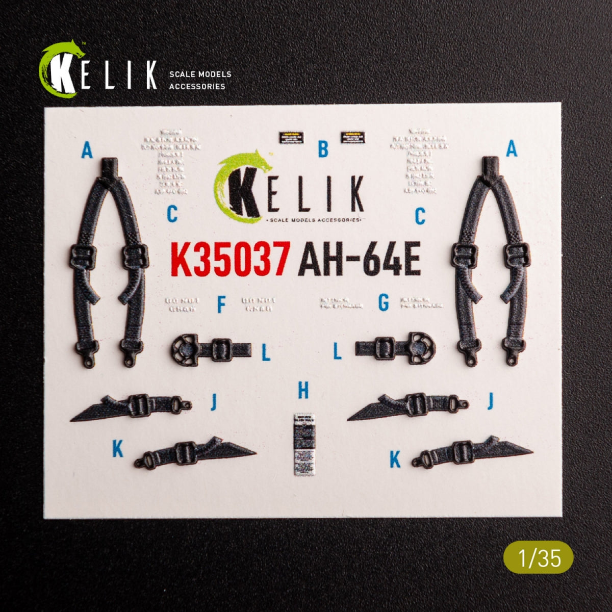 KELIK K35037 AH-64E Apache interior 3D decals for Takom kit 1/35
