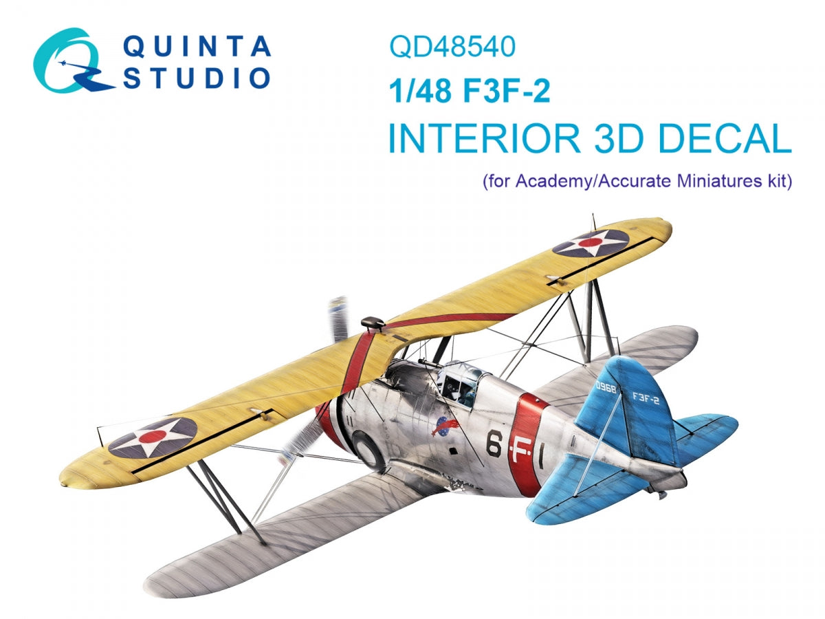 Quinta Studio QD48540 F3F-2 3D-Printed &amp;amp; coloured Interior on decal paper (Academy/Accurate Miniatures) 1/48