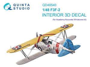 Quinta Studio QD48540 F3F-2 3D-Printed &amp;amp; coloured Interior on decal paper (Academy/Accurate Miniatures) 1/48