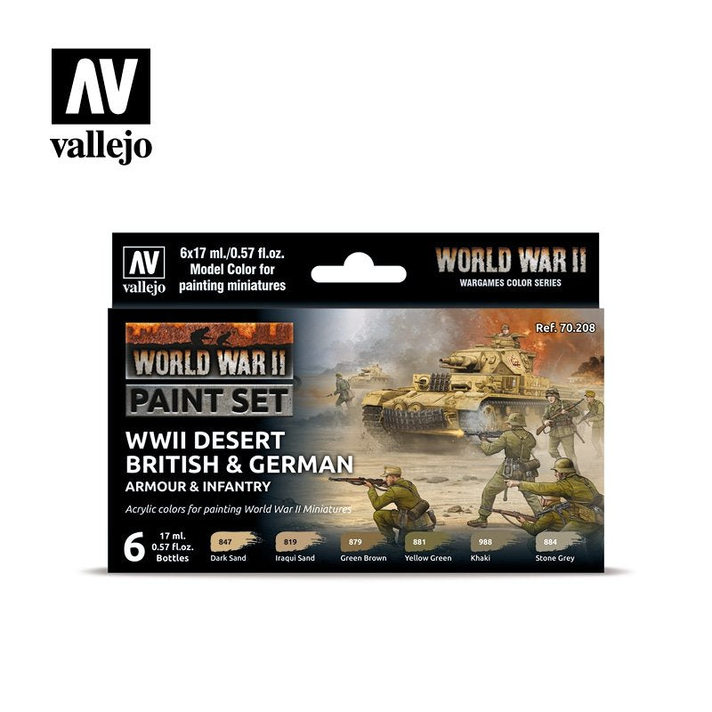 Vallejo 70208 WWII Desert British & German Armour & Infantry 6x17ml