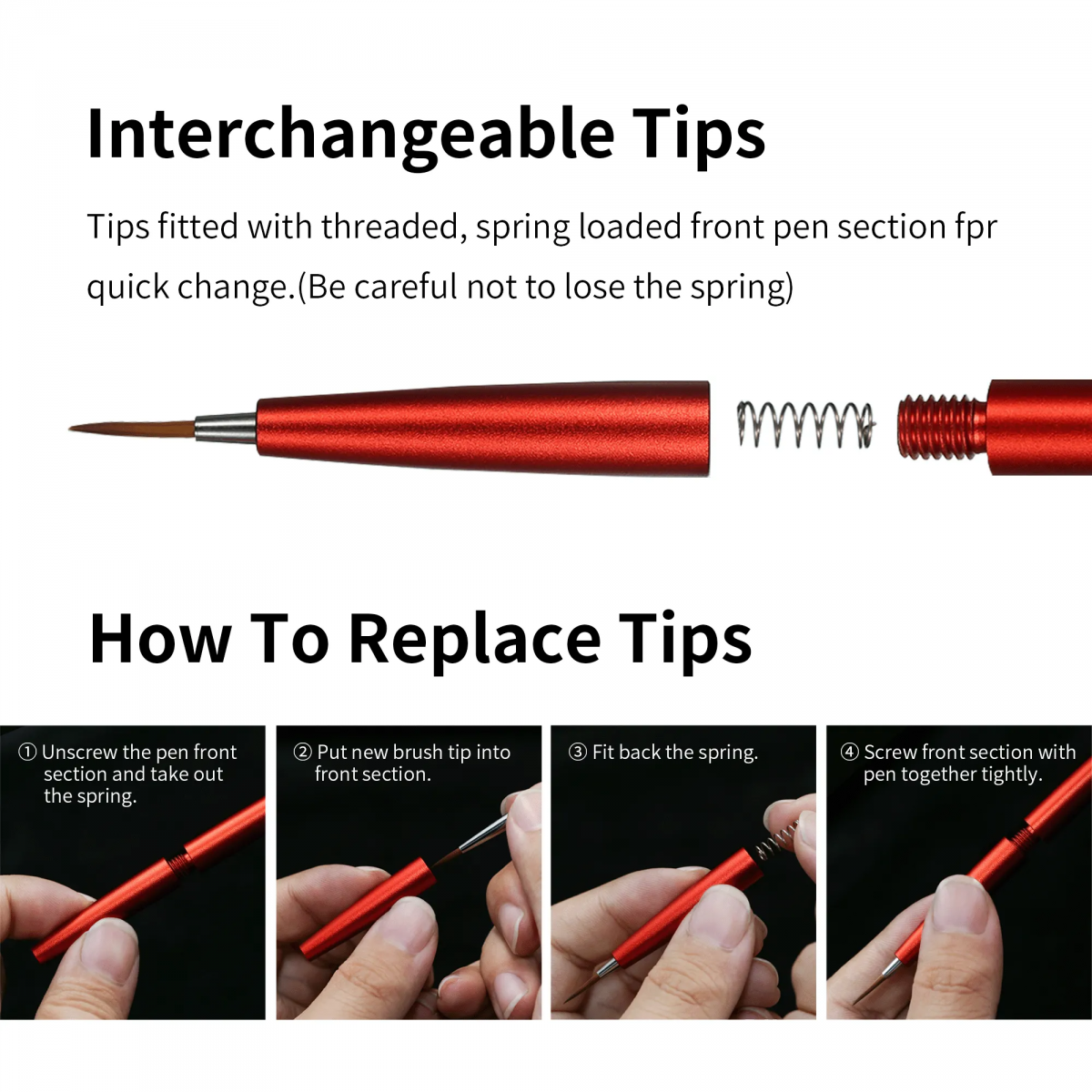 DSPIAE AT-FB02 Fine Brush With Replacable Point Tip - Green / Precyzyjny pędzel z wymienną końcówką – imagen 3