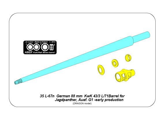 Aber 35L-067N 88 mm Pak 43/3 L/71 Barrel for German Tank Destroyer Jagdpanther Ausf.G1 early 1/35 – immagine 6