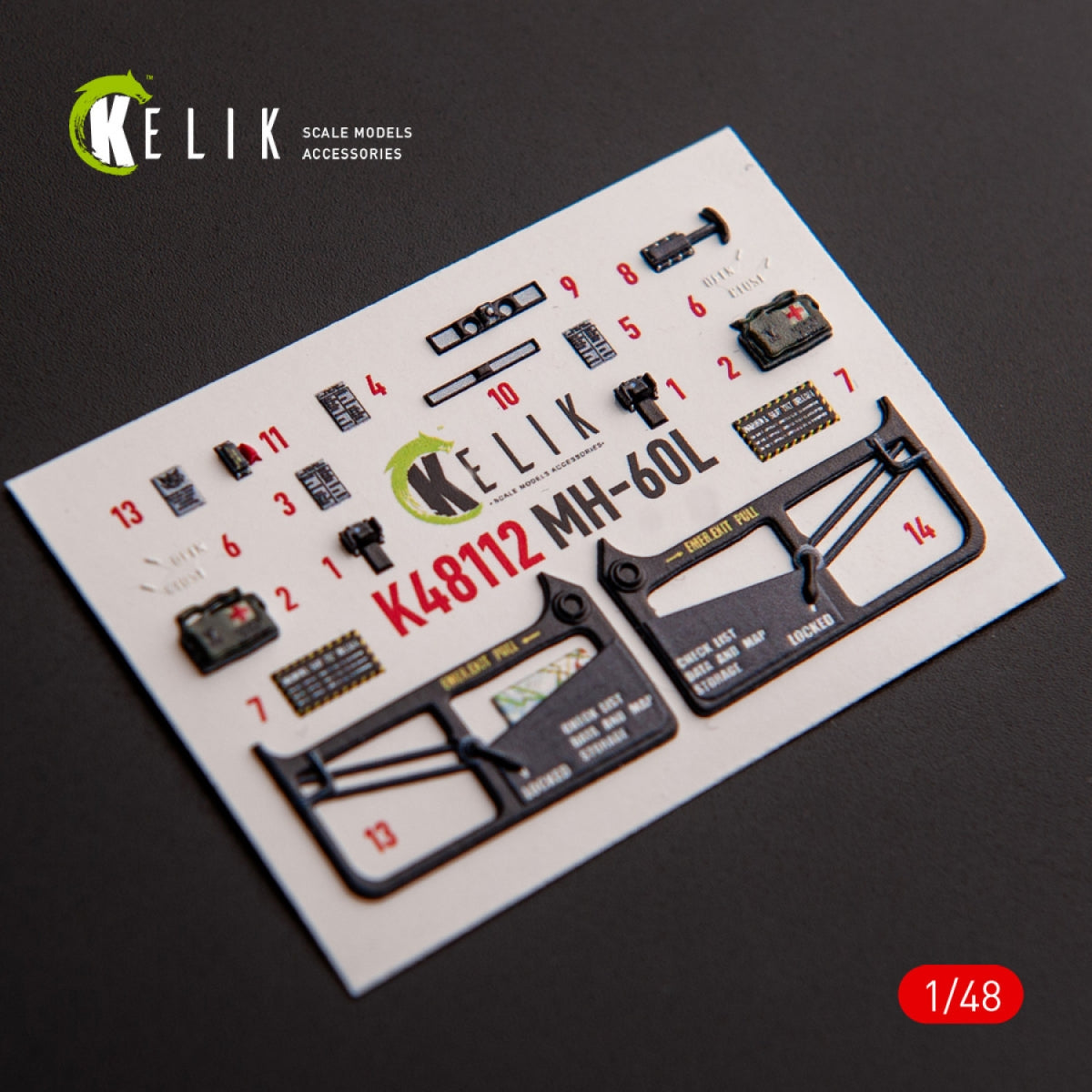KELIK K48112 MH-60L Black Hawk - interior 3D decals for ICM kit 1/48 – imagen 2