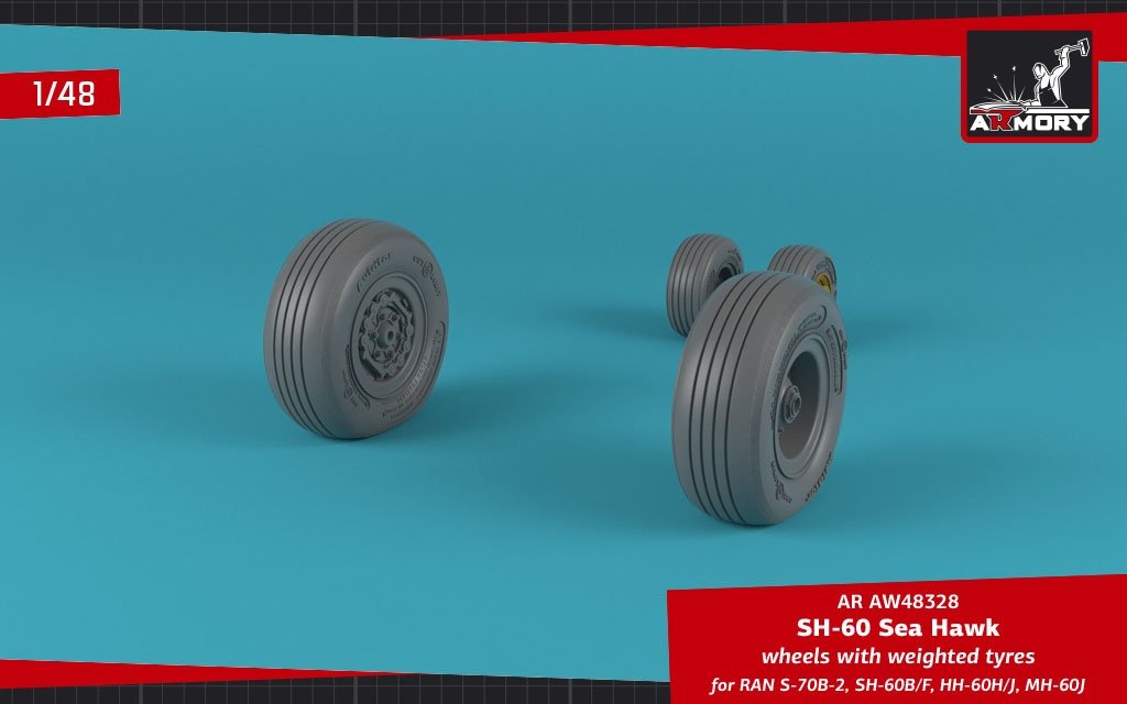 Armory Models AW48328 SH-60 Seahawk wheels w/ weighted tires 1/48 – imagen 2