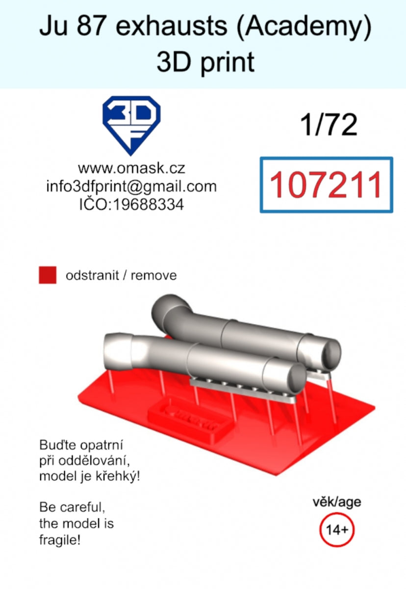 Omask 107211 Ju 87 exhaust (Academy) 3D print 1/72 – imagen 2