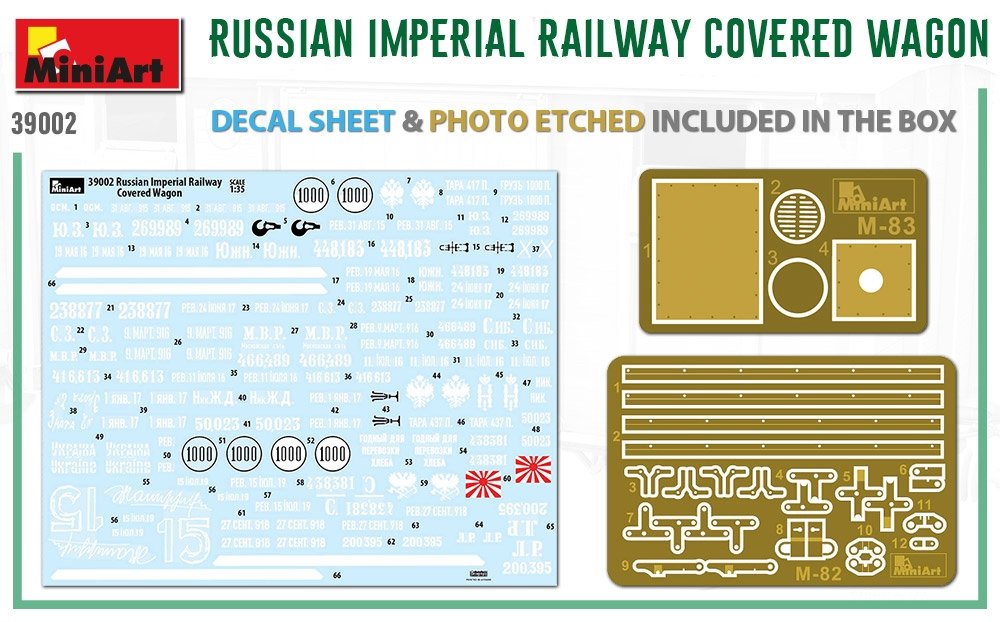 MiniArt 39002 RUSSIAN IMPERIAL RAILWAY COVERED WAGON 1/35 – imagen 2