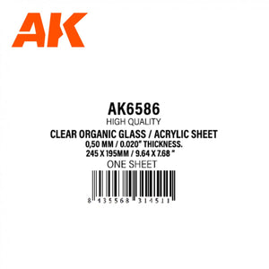 AK Interactive AK6586 0,50 MM // 0.020” THICKNESS- 245 X 195MM // 9.64 X 7.68” – CLEAR ORGANIC GLASS / ACRYLIC SHEET – imagen 2