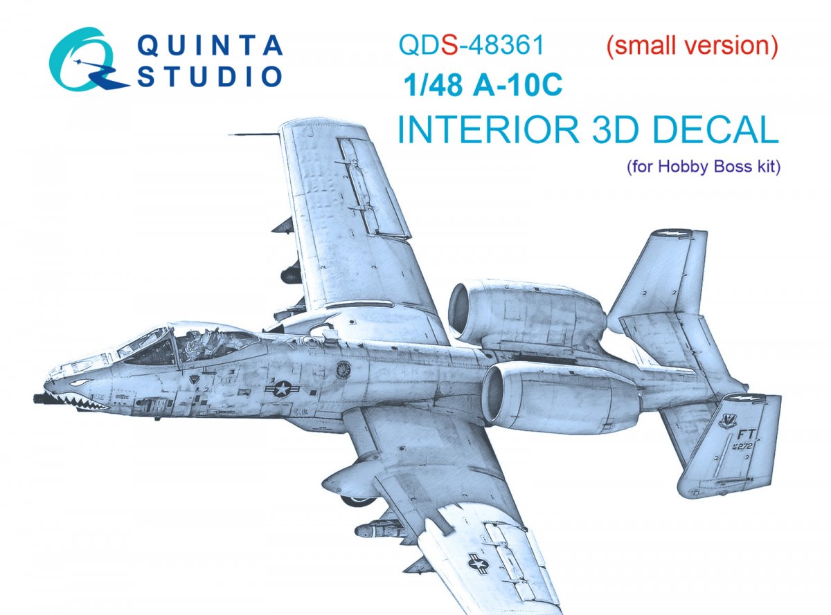 Quinta Studio QDS-48361 A-10C 3D-Printed &amp;amp; coloured Interior on decal paper (Hobby Boss) (Small version) 1/48