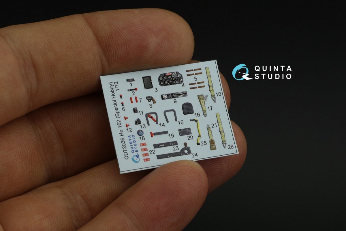 Quinta Studio QD72036 He 162 3D-Printed &amp;amp; coloured Interior on decal paper (Special Hobby) 1/72 – imagen 9