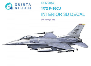 Intérieur imprimé en 3D et coloré sur papier décalcomanie Quinta Studio QD72057 F-16CJ (Tamiya) 1/72