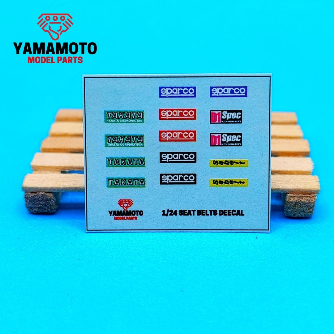 Yamamoto YMPTUN117 Racing Seatbelts 4 Points Set 2 - Blue &amp;amp; Green 1/24 – imagen 2
