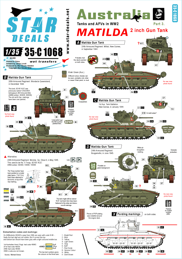 Star Decals 35-C1068 Australia Tanks &amp; AFVs #3 1/35