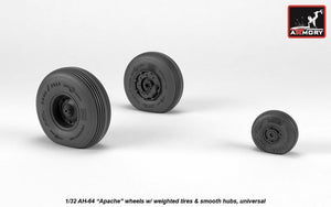 Armory Models AW32311 AH-64 Apache wheels w/ weighted tires, smooth hubs 1/32 – immagine 3