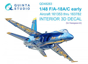 Quinta Studio QD48283 F/A-18A / C early 3D-Printed &amp;amp; coloured Interior on decal paper (Hasegawa) 1/48
