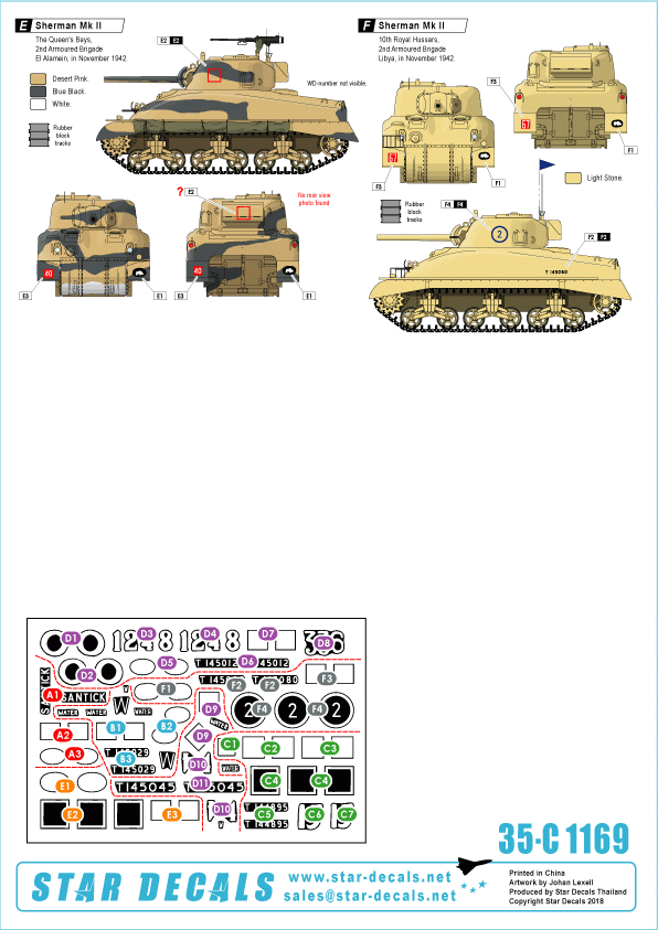 Star Decals 35-C1169 Sherman Mk II, Early production in 1942 1/35 – Bild 2