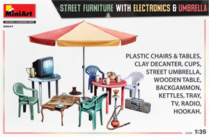 MiniArt 35647 STREET FURNITURE WITH ELECTRONICS &amp;amp; UMBRELLA 1/35 – immagine 2