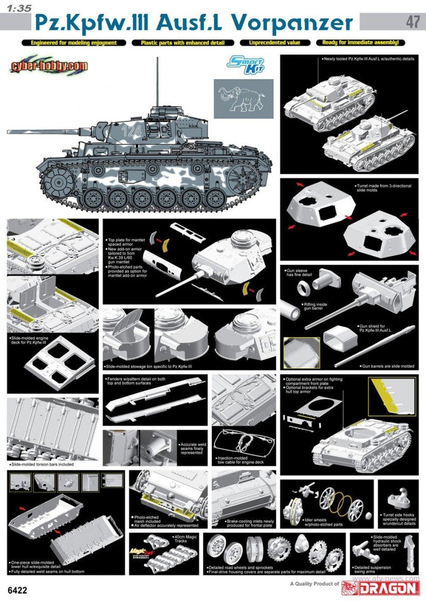 Cyber Hobby 6422 Pz.Kpfw.III Ausf.L Vorpanzer 1/35 – imagen 2