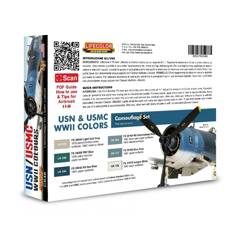 Coffret de peinture acrylique Lifecolor CS46 - Avions américains - Série 1 USN et USMC Seconde Guerre mondiale - 6 x 22 ml – image 2
