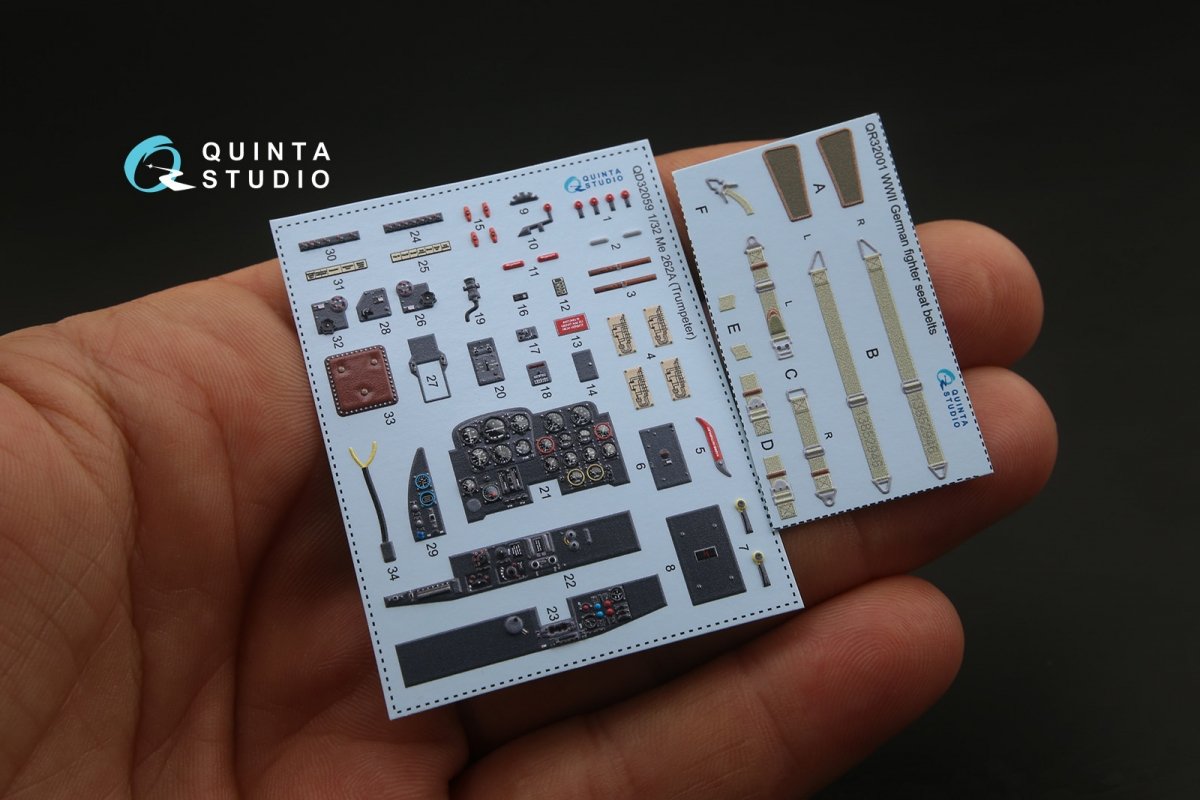 Quinta Studio QD32059 Me-262A 3D-Printed &amp;amp; coloured Interior on decal paper (for Trumpeter kit) 1/32 – imagen 2