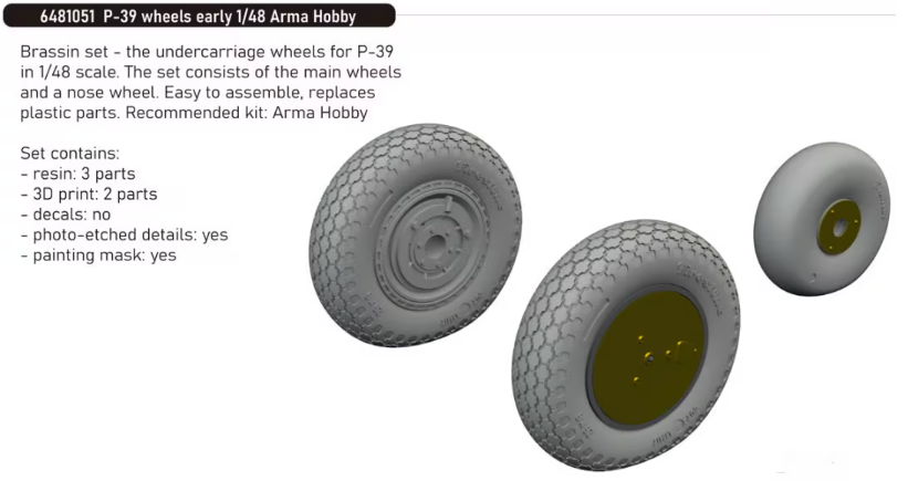 Roues Eduard 6481051 P-39 Early ARMA HOBBY 1/48