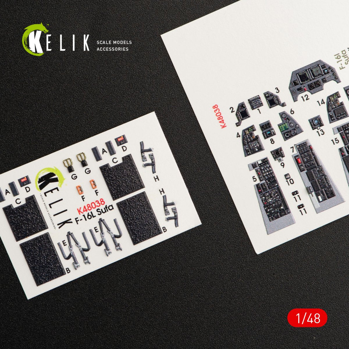 KELIK K48038 F-16I &amp;quot;SUFA&amp;quot; INTERIOR 3D DECALS FOR KINETIC KIT 1/48 – immagine 2