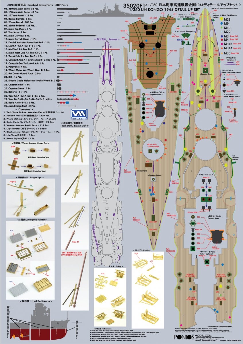 Pontos 35020F1 IJN Kongo 1944 Detail Up Set 1/350 – imagen 4