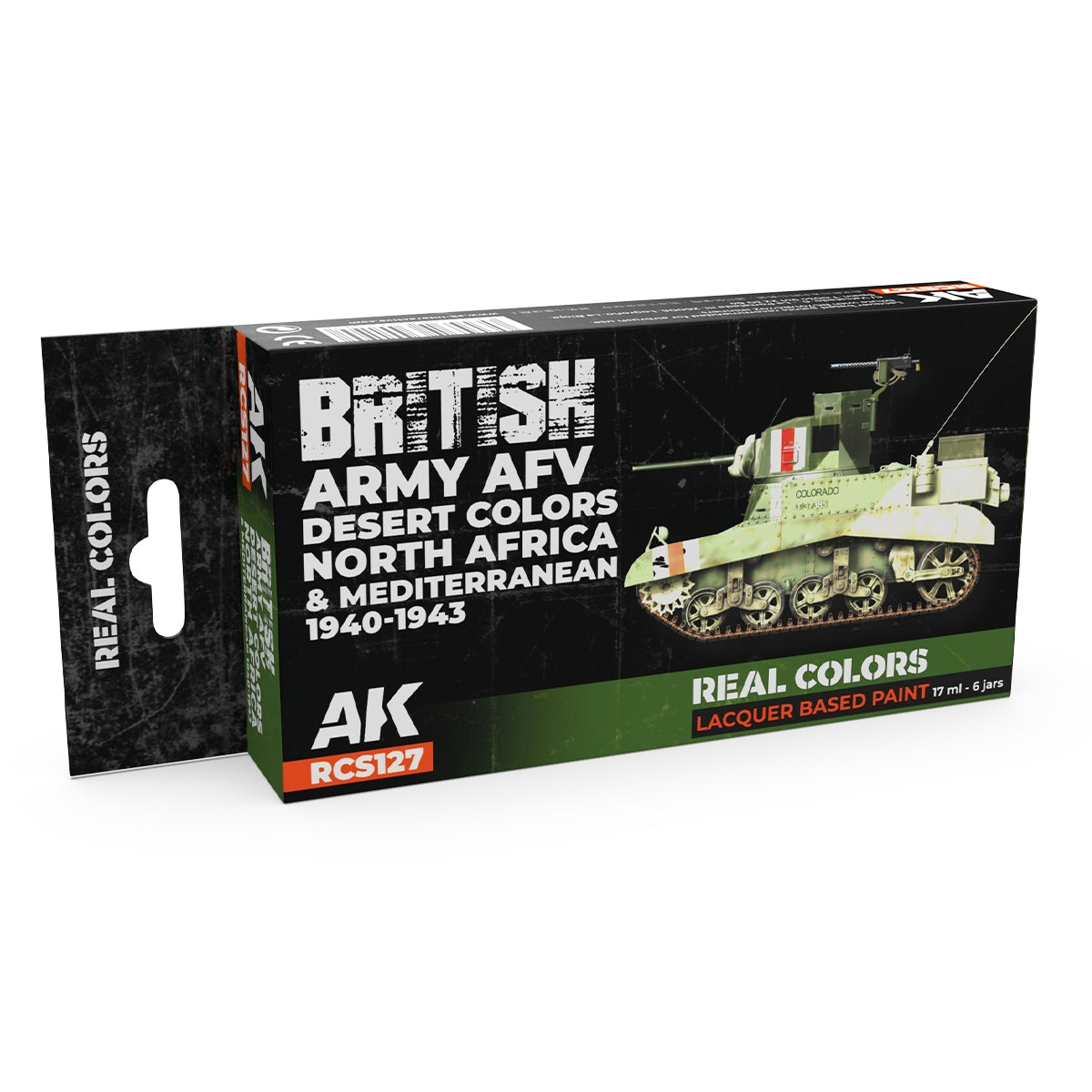 AK Interactive RCS127 Véhicule blindé de l'armée britannique, couleurs désertiques. Afrique du Nord et Méditerranée 1940-1943 6x17ml