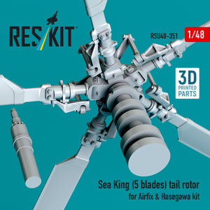 RESKIT RSU48-0351 Sea King (5 blades) tail rotor for Airfix &amp;amp; Hasegawa kit (3D printed) 1/48 – immagine 3