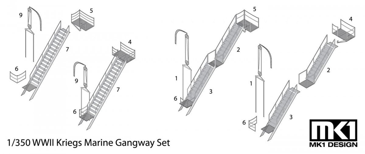 MK1 Design MS-35017 German Gangway Set 1/350 – Bild 2