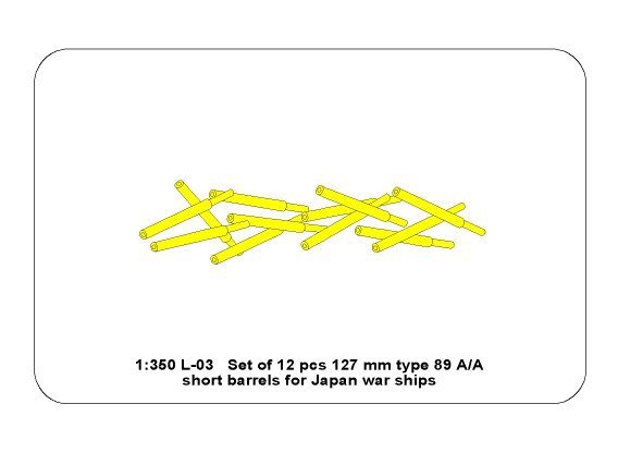 Aber 350L-03 Set of 12 pcs 127mm type 89 A/A short barrels for Japan ships 1/350 – imagen 5