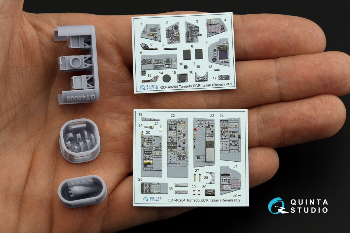 Quinta Studio QDS+48264 Tornado ECR Italian 3D-Printed coloured Interior on decal paper (Revell) (small version) (with 3D-printed resin parts) 1/48 – immagine 2