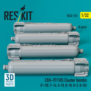 RESKIT RS32-0515 CBU-97/105 cluster bombs (4 pcs) (3D Printed) 1/32 – imagen 2