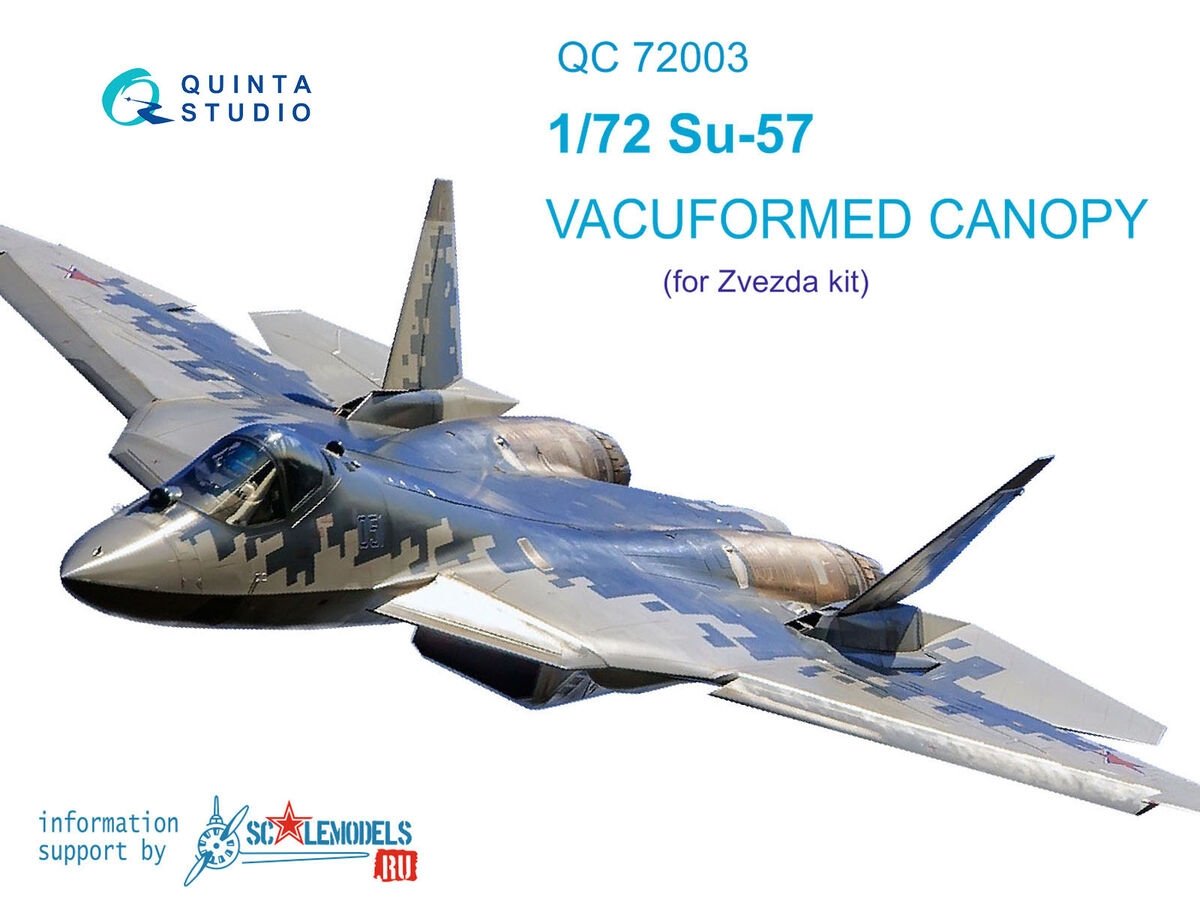 Quinta Studio QC72003 SU-57 verrière transparente thermoformée 2 pièces (pour kits Zvezda 7319) 1/72 