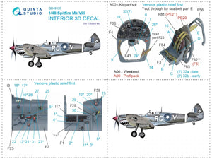 Quinta Studio QD48120 Spitfire Mk.VIII 3D-Printed &amp;amp; coloured Interior on decal paper (Eduard) 1/48 – Bild 12