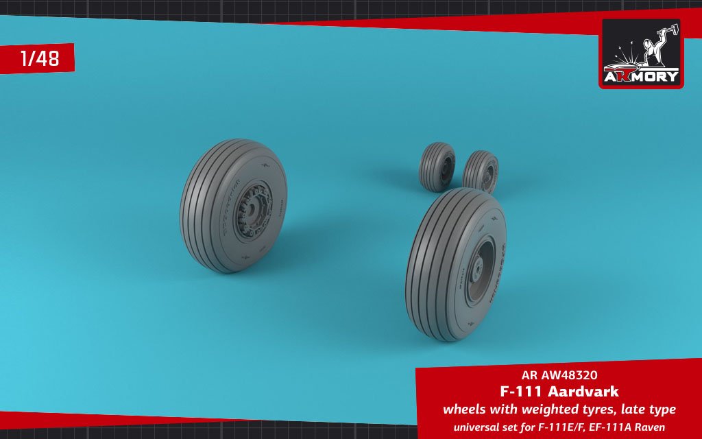 Armory Models AW48320 F-111E/F Aardvark / EF-111A Raven wheels w/ weighted tyres 1/48 – immagine 3
